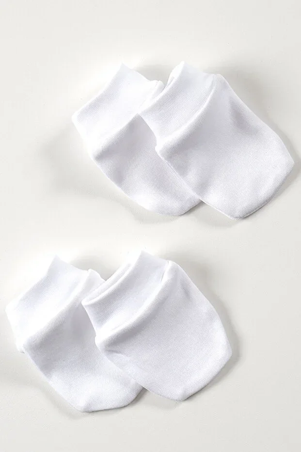 Snow Organic Cotton Baby Newborn 2 Pair Gloves Set - White