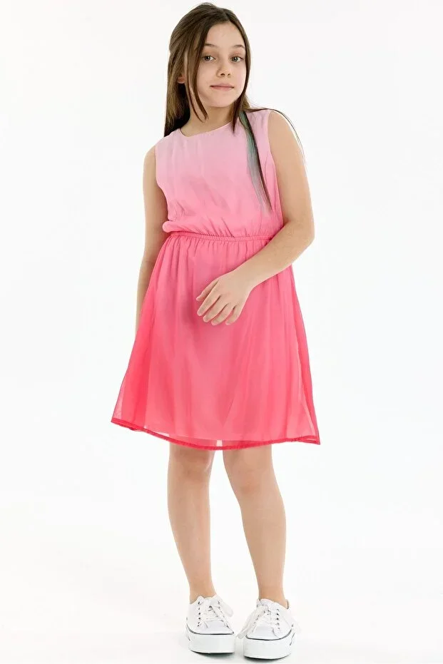 Waist Detailed Degrade Girl's Dress - Pink