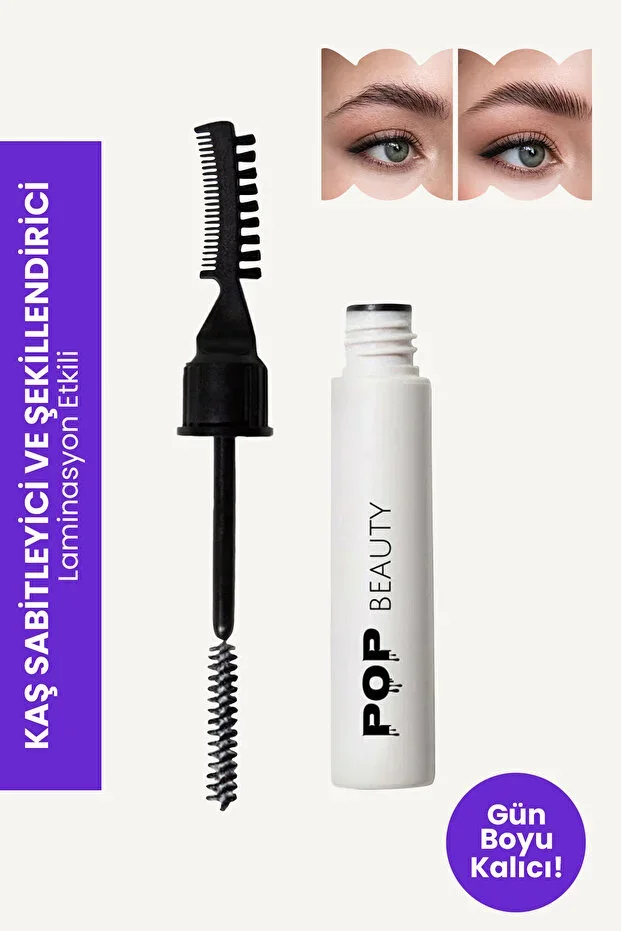 POP Beauty Eyebrow Fixer and Shaper, Eyebrow Brush, Comb and Fixing Gel (Lamination Effect