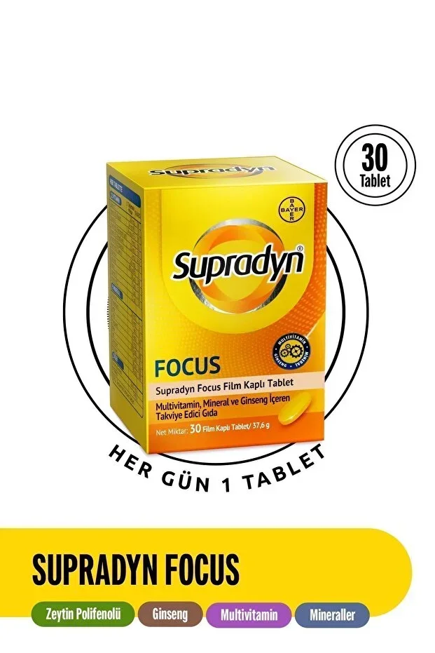 Focus 30 Film Coated Tablet| Containing Olive Polyphenol, Ginseng, Multivitamin And Mineral