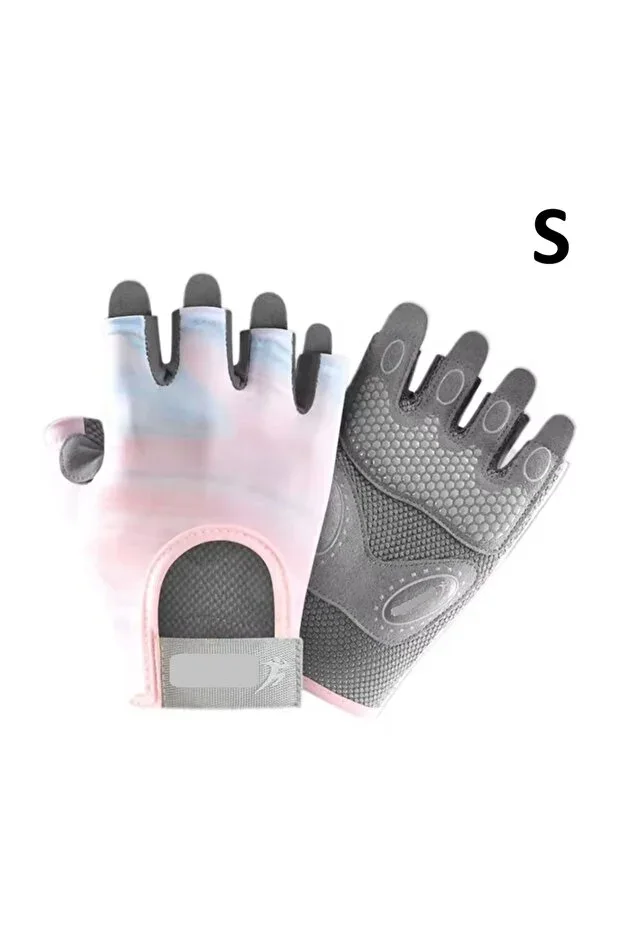 Non-Sweating Half Finger Fitness Yoga Pilates Palm Non-Slip Silicone Sports Gloves - SMALL