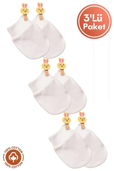 Unisex Baby Newborn Combed Organic Cotton Baby Mittens 3 Pair Colored Set