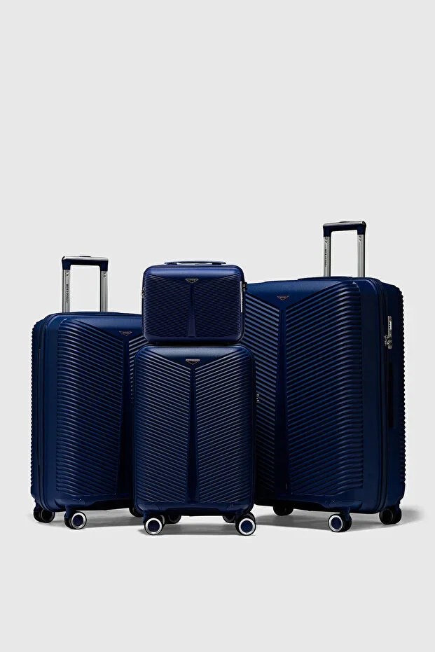 Bilbao 4-Piece Luggage Set: Unbreakable PP Makeup+Cabin+Medium+Large Size, Coded, 360° Swivel Wheel
