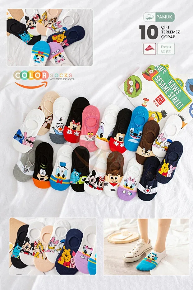 10 Pairs Fun Cute Character Women's Socks (EXTRA SOFT)