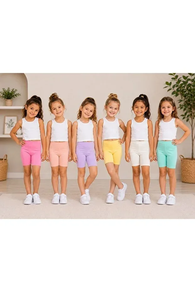 GIRLS COTTON COLORED 6-PACK LEGGINGS