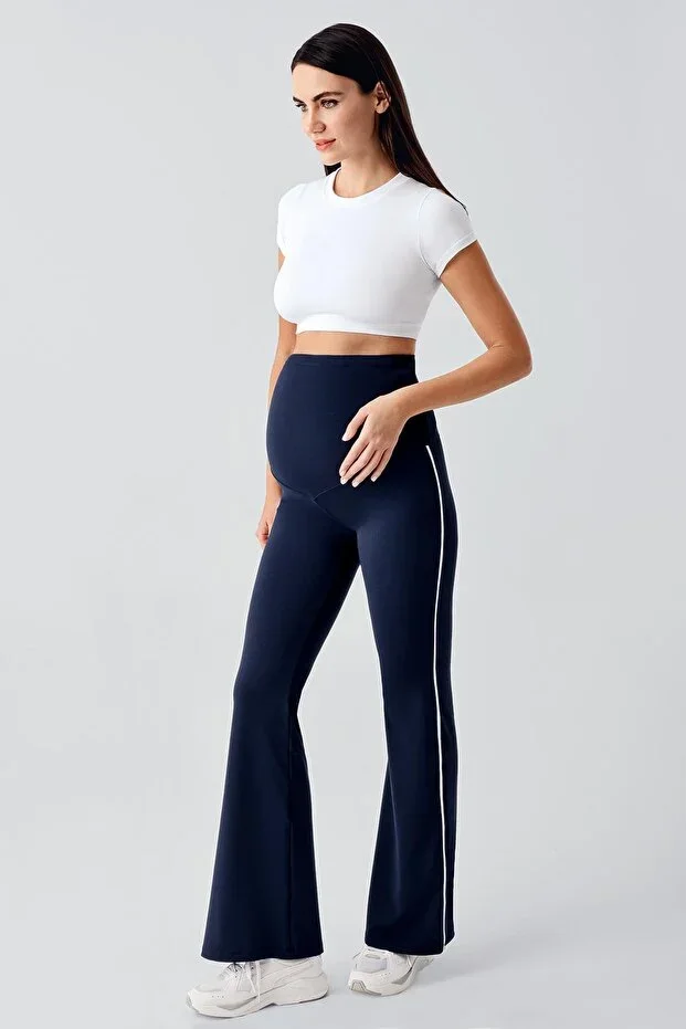 High Waist Flexible Tummy Control Pregnant Leggings with Spanish Flare