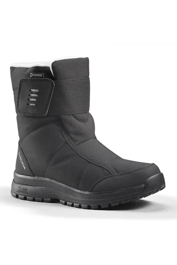 Women's Velcro Outdoor Snow Boots - Waterproof - Black - Sh100