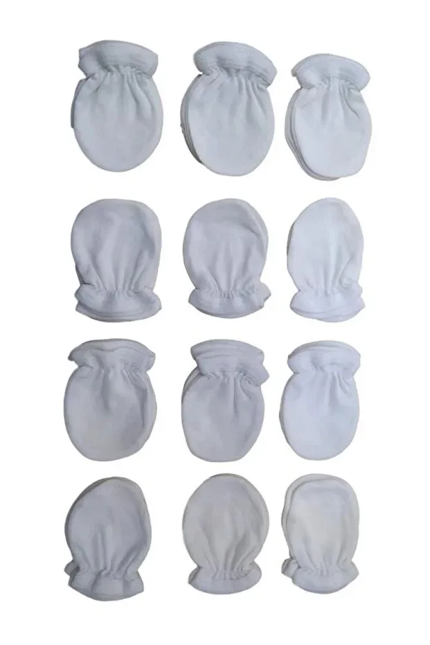 6 Pairs Baby Gloves White