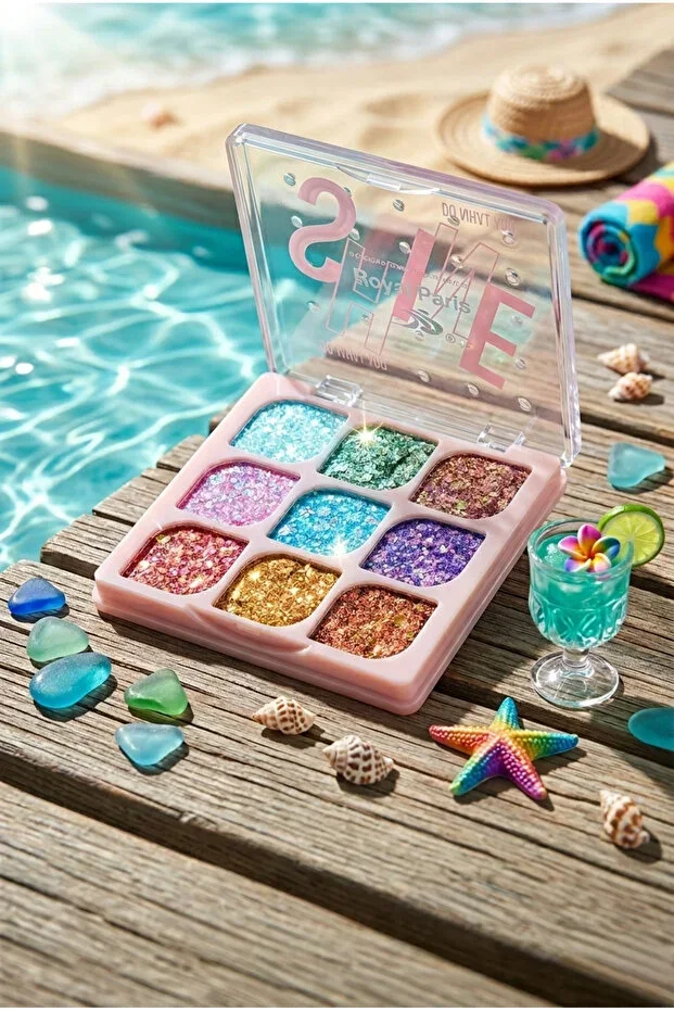 Royal Paris 9-Piece Highly Pigmented Glitter Eyeshadow Palette - Shiny & Shimmering Glam Eye Makeup Set