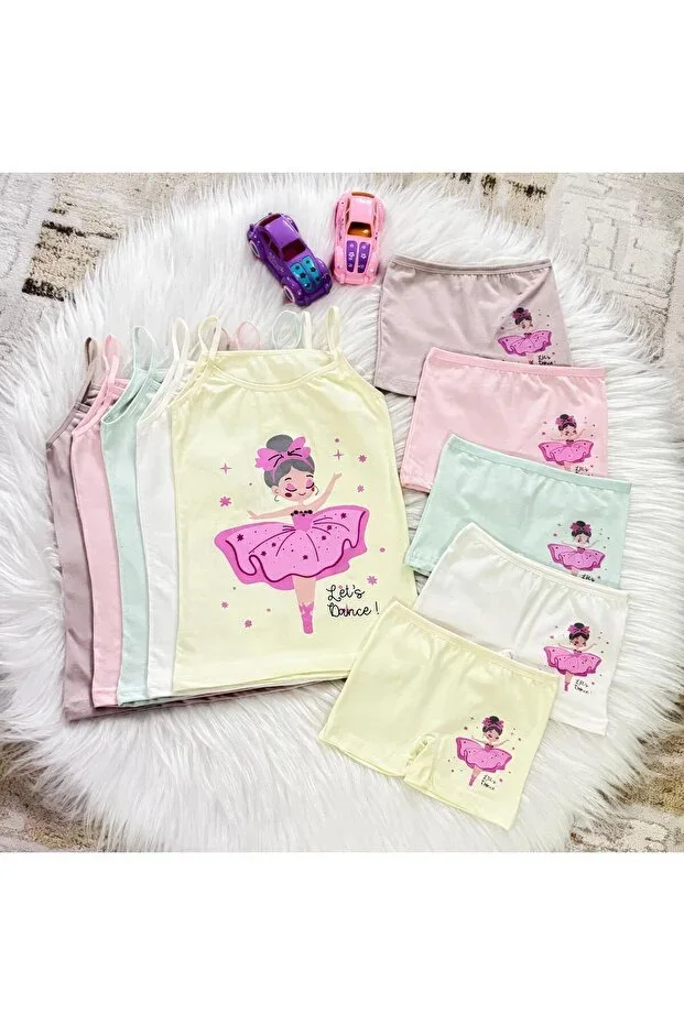 Girl Child Undershirt Boxer 5-Piece Set 100% Cotton