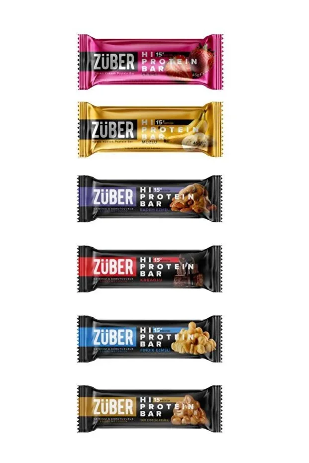 Hi Protein Bar Brand New Trial Pack 45g x 6 Pieces (Strawberry, Banana, Almond, Cocoa, Hazelnut, Peanut)