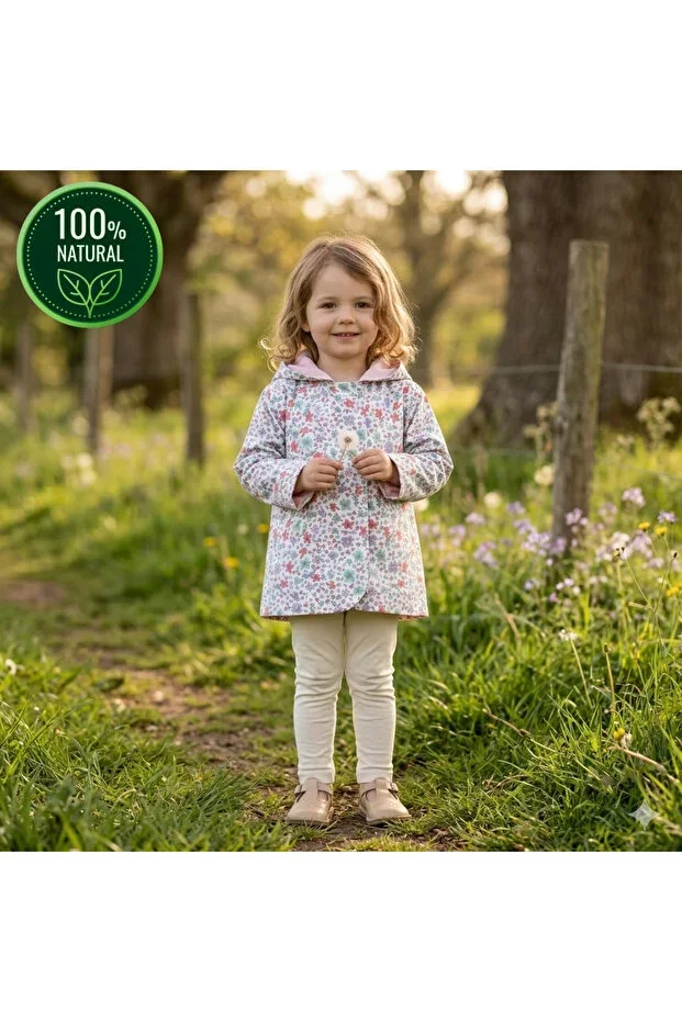 Non-sweating Double-sided Girls' Raincoat 2-5 Years 100% Cotton Muslin Lined