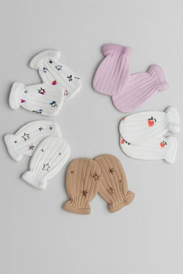 Newborn Cotton Baby Mittens 6 Pair Set (MIXED PATTERN WILL BE SENT)