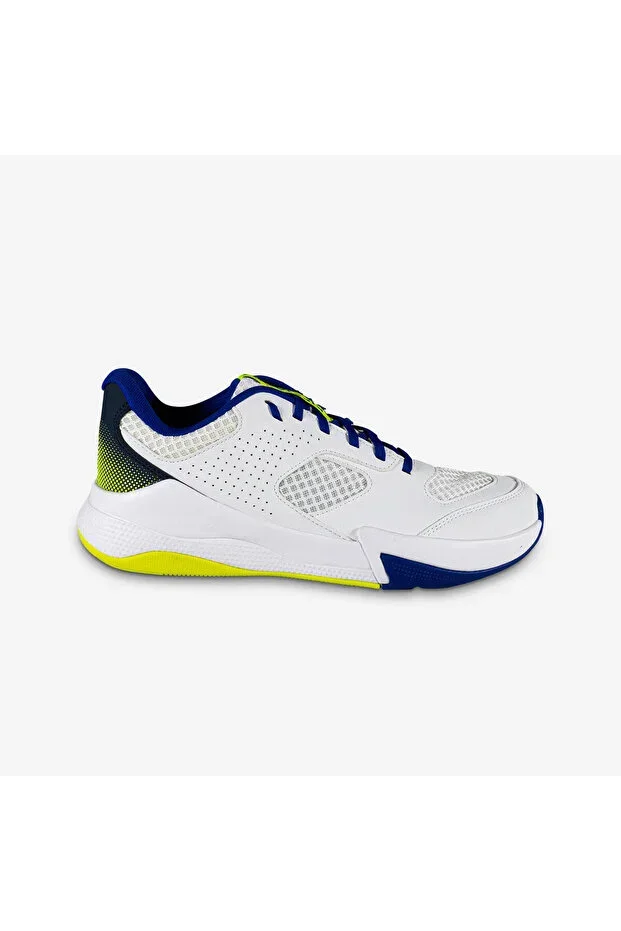 Adult Volleyball Shoes - White / Blue / Neon Yellow - Comfort