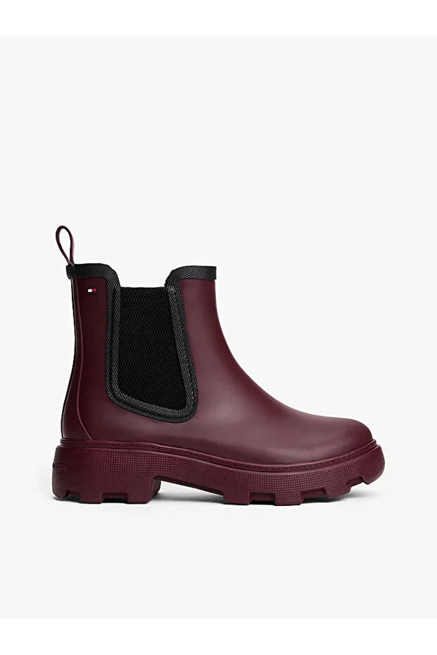 Women's Warm Lined Chelsea Rain Boot - Burgundy