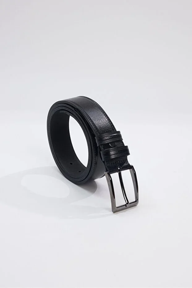 Men's 100% Genuine Leather 3.5 cm Classic Black Belt