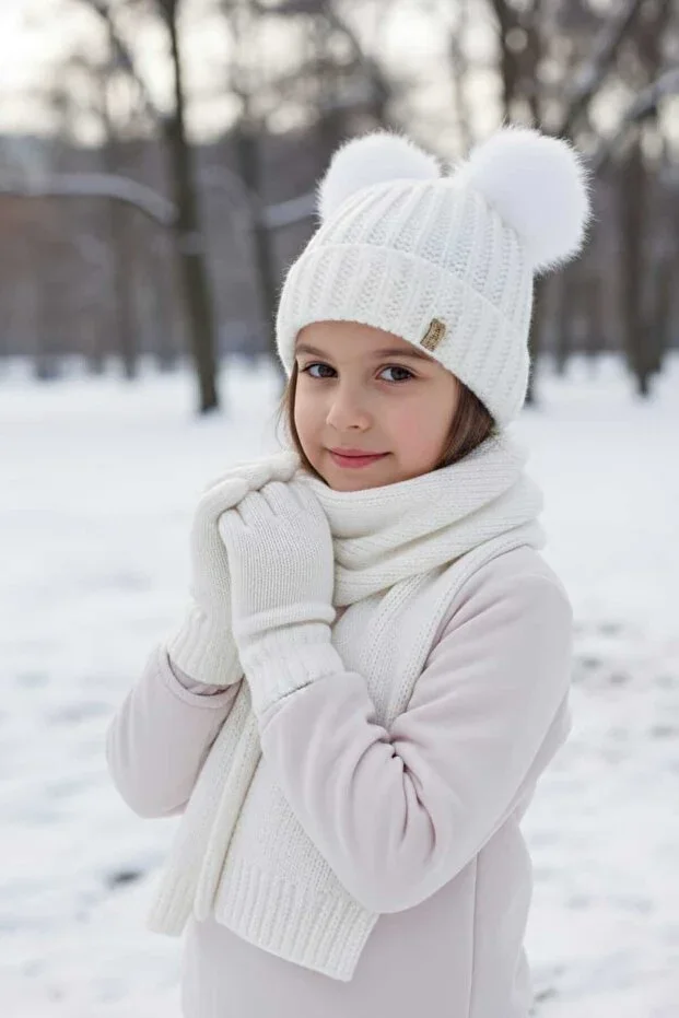1-4 Years Girls Baby & Kids Scarf Hat Gloves 3-Piece Set
