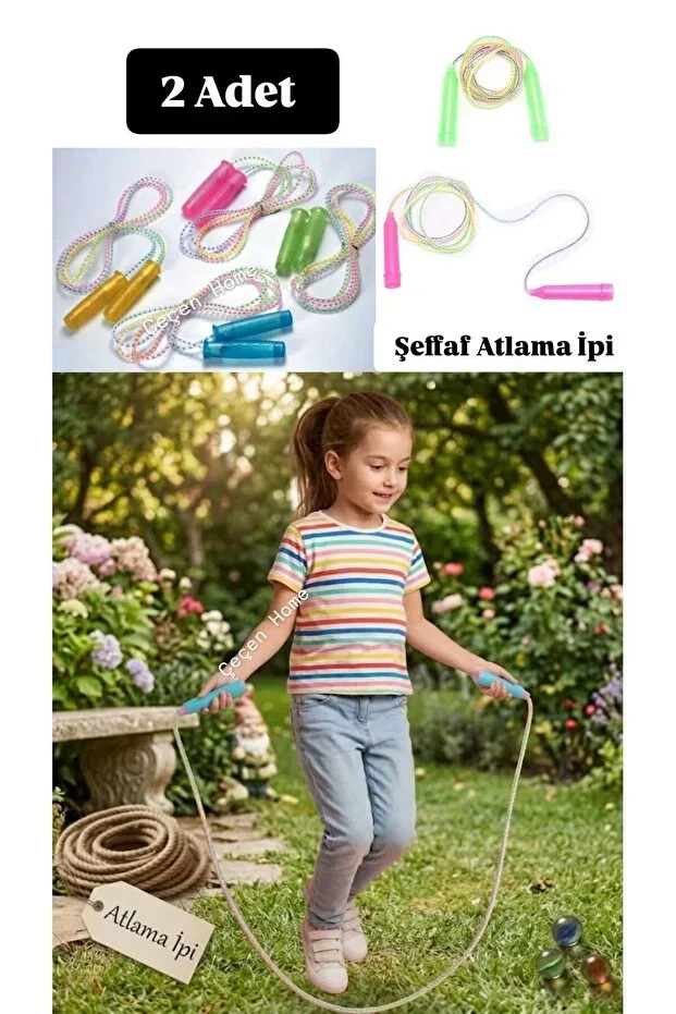 (2 Pieces) Colored Transparent Silicone Jump Rope, 2 Meter Children's Game Rope, Sports Rope, Jump Rope, Transparent Jump Rope