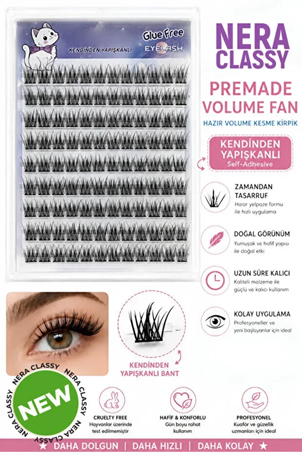 Boxed Self-Adhesive False Eyelashes - Reusable False Eyelashes, Fan Cut Silk Eyelashes
