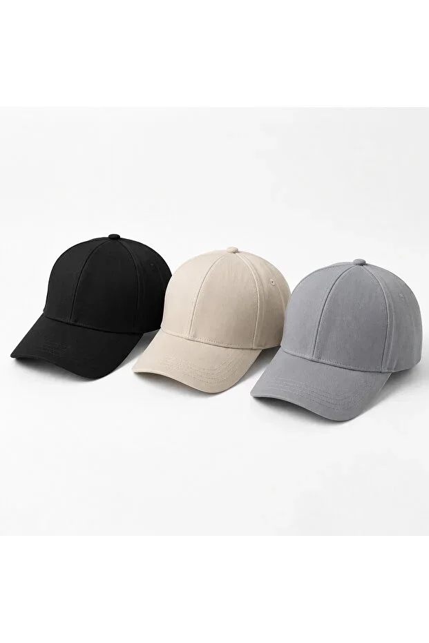 Set of 3 Unisex Gabardine Fabric Men's & Women's Plain Summer Hat