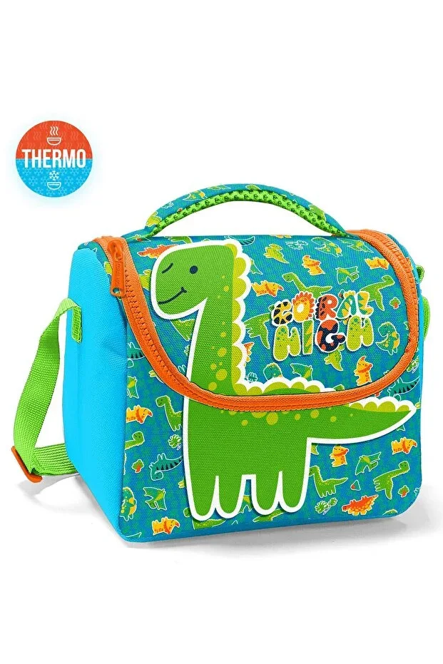 Kids Blue Green Dinosaur Pattern Thermo Lunch Bag 12792