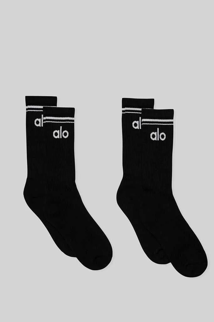Alo Yoga Throwback (2 Pack) Socks Black White | EYTOM-9283