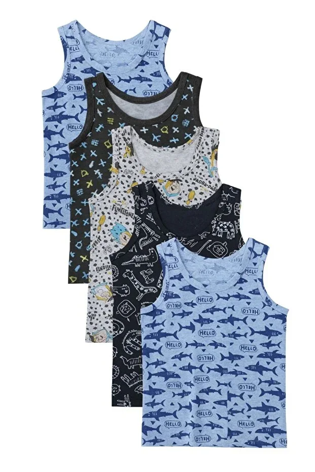 5-Piece Boys' Colorful Lycra Cotton Undershirt