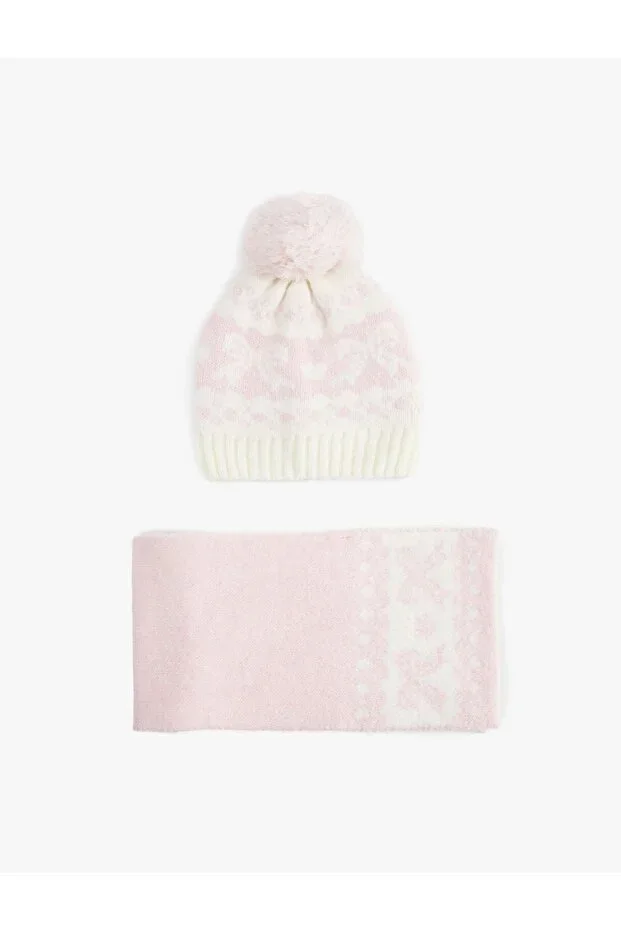 Girls' 2-Piece Patterned Hat and Scarf Set