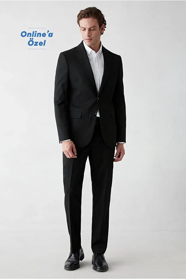 6 Drop Regular Fit Standard Cut Mono Collar Lycra Plain Suit
