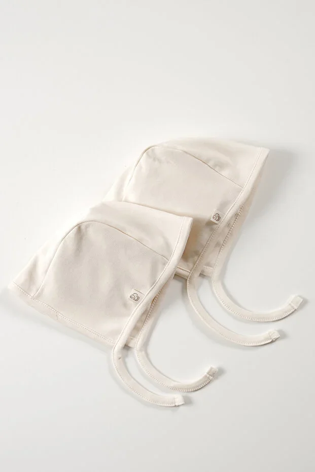 Lora Organic Baby Hat Cream Color 2 Pieces 100% Cotton Baby Beanie