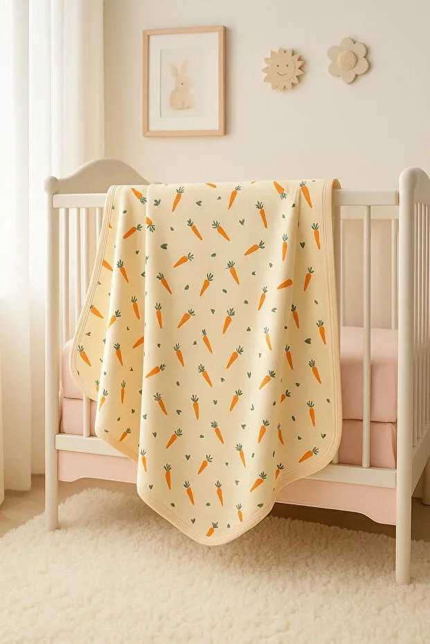Carrot %100 Cotton Natural Cotton 80x90 cm Single Layer Baby Blanket