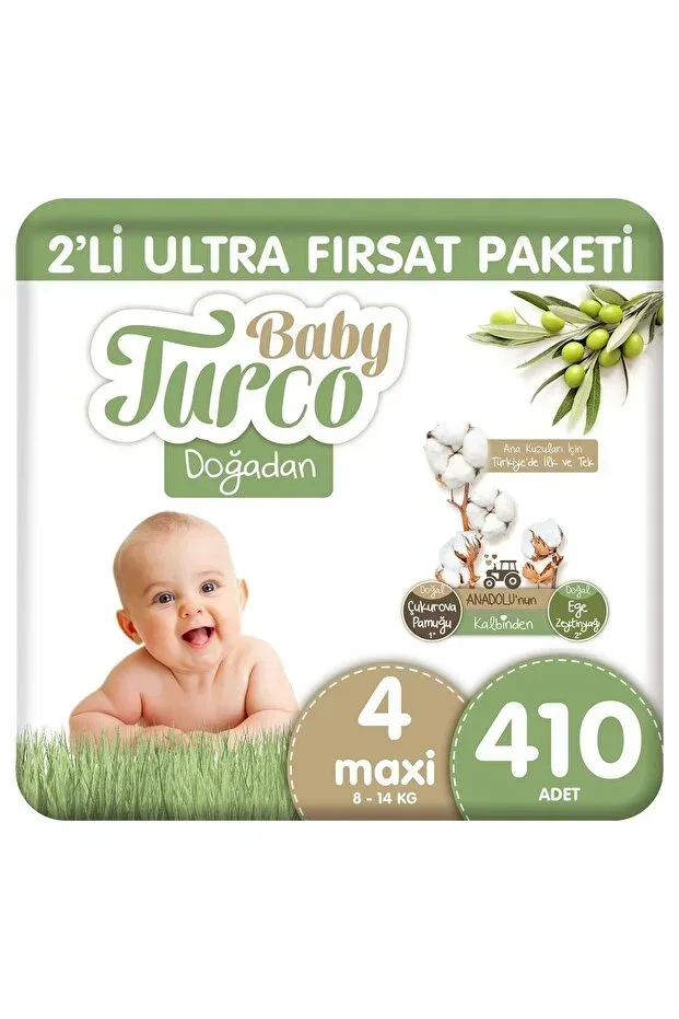 Doğadan 2'li Ultra Fırsat Paketi Baby Diaper Size 4 Maxi 410 Pieces