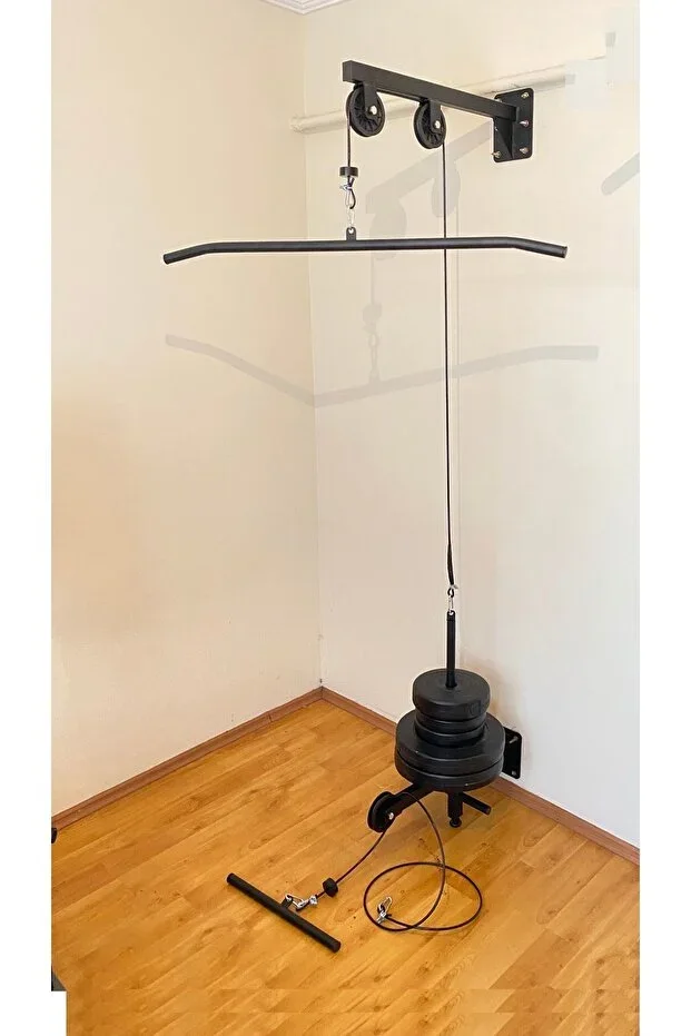 Wall Type Cable Crossover Lat Pulldown & Pushdown, Row, Biceps, Triceps Shoulder Workout Station