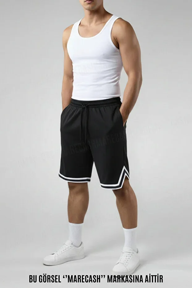 Men's Shorts with Side Stripe, Slit, Pockets, Vortex Fabric, Summer