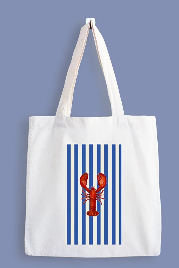 Lobster Print Canvas Bag, Tote Bag