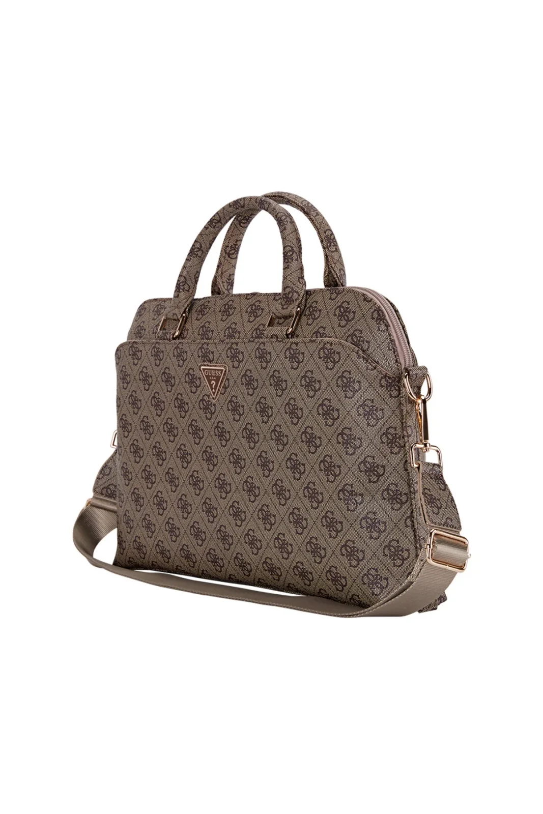 Original Licensed Shoulder Bag with Triangle Logo, 15-inch Laptop Bag, Brown