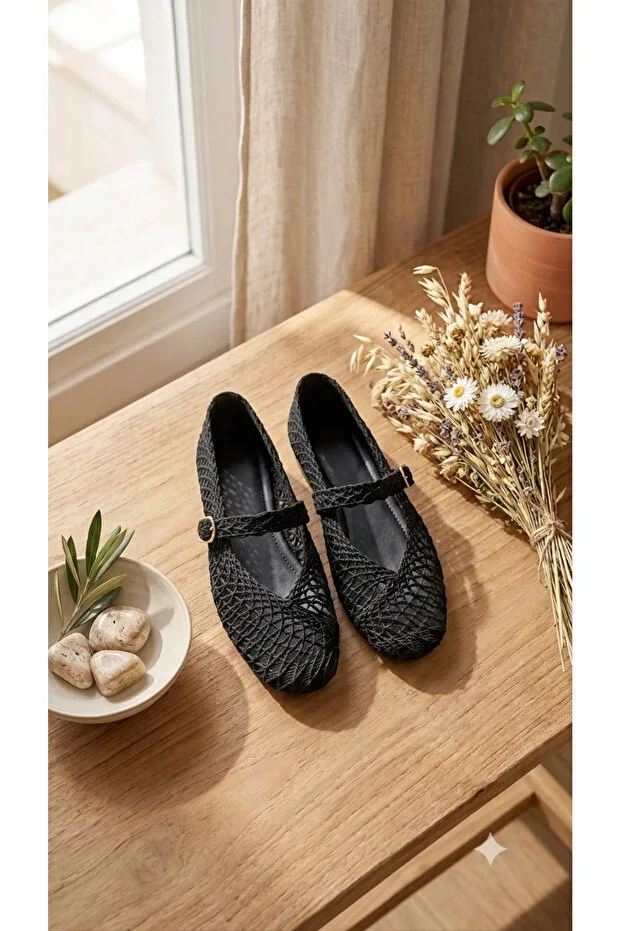 Orthopedic Sole Square Toe Stylish Knit Ballet Flats