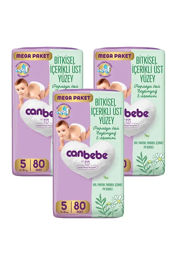 Baby Diaper Mega Pack Junior Size 5 (11-18kg) 80 pcs x 3 Packs