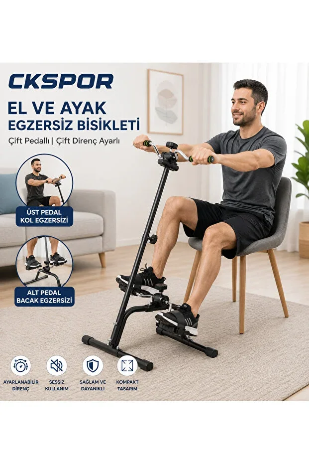 Dual Pedal Hand and Foot Exercise Bike, Mini Exercise Bike with Adjustable Resistance