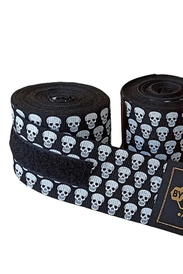 SPORIO Boxing Bandage Big Skulls Skull 5 Meters Boxing Bandage Black