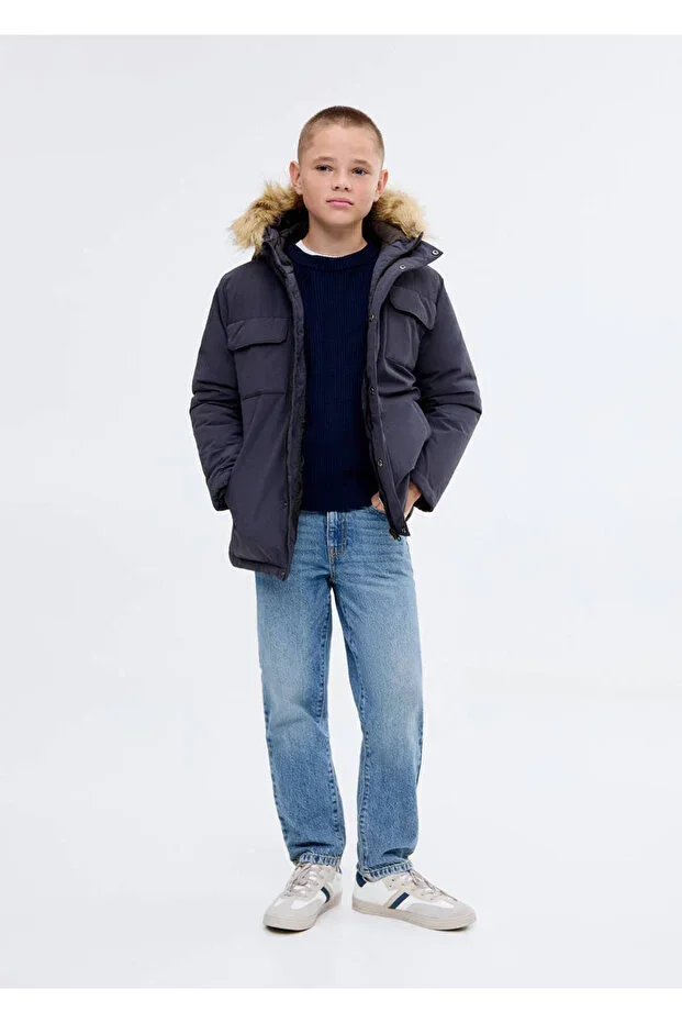 Anorak with faux fur hood