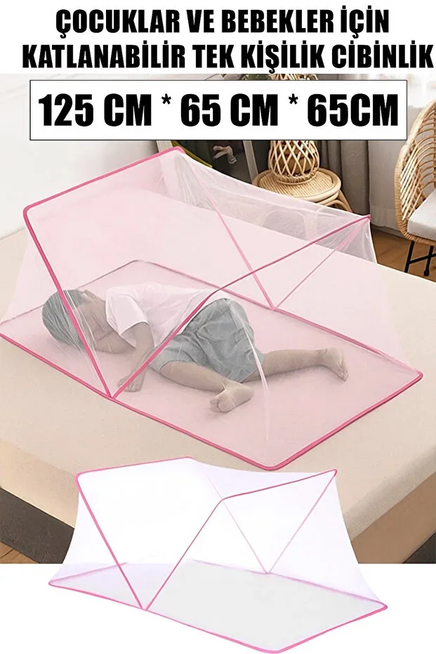 FOLDABLE PINK CHILD AND BABY CAMP MOSQUITO NET