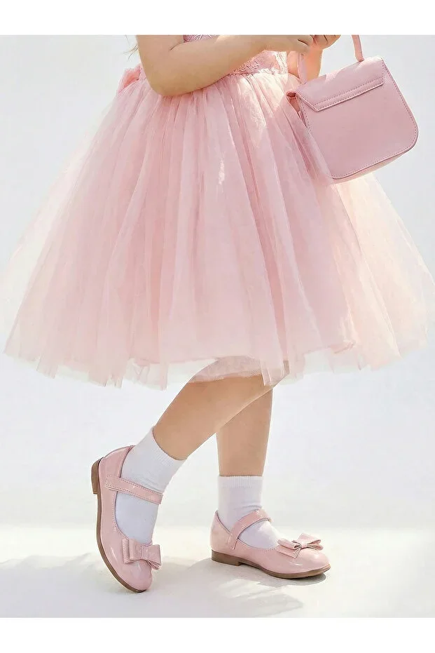 BDKButik GIRL'S BOW ORTHOPEDIC SOLE PATENT LEATHER BALLERINAS SHOES