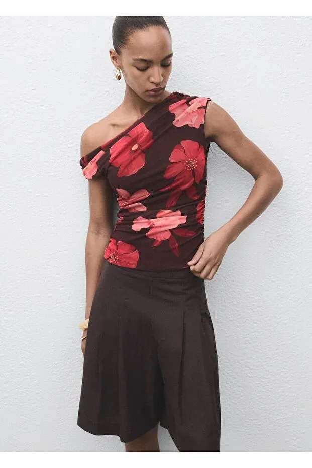 MANGO Floral asymmetric blouse