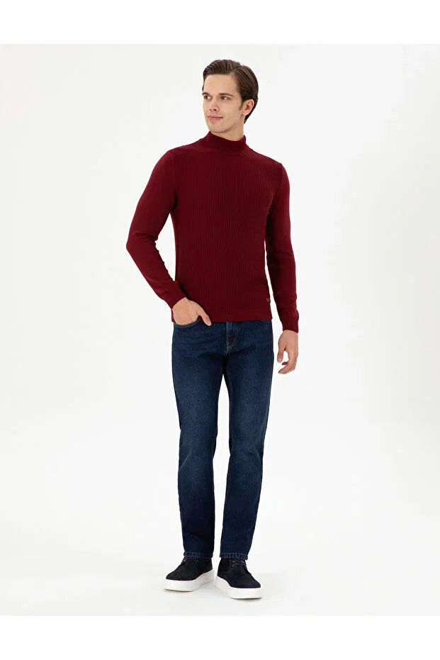 Men's Dark Blue Straight Fit Jean Trousers 50295319-DN0023