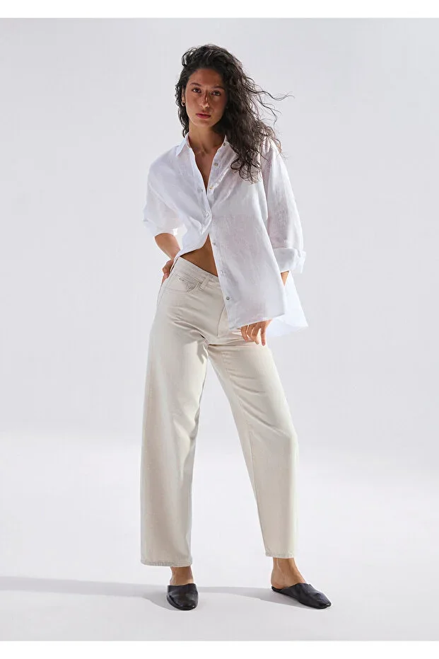 Mavi Leila Edition Linen Ecru Jean Pants 1010600-A3173