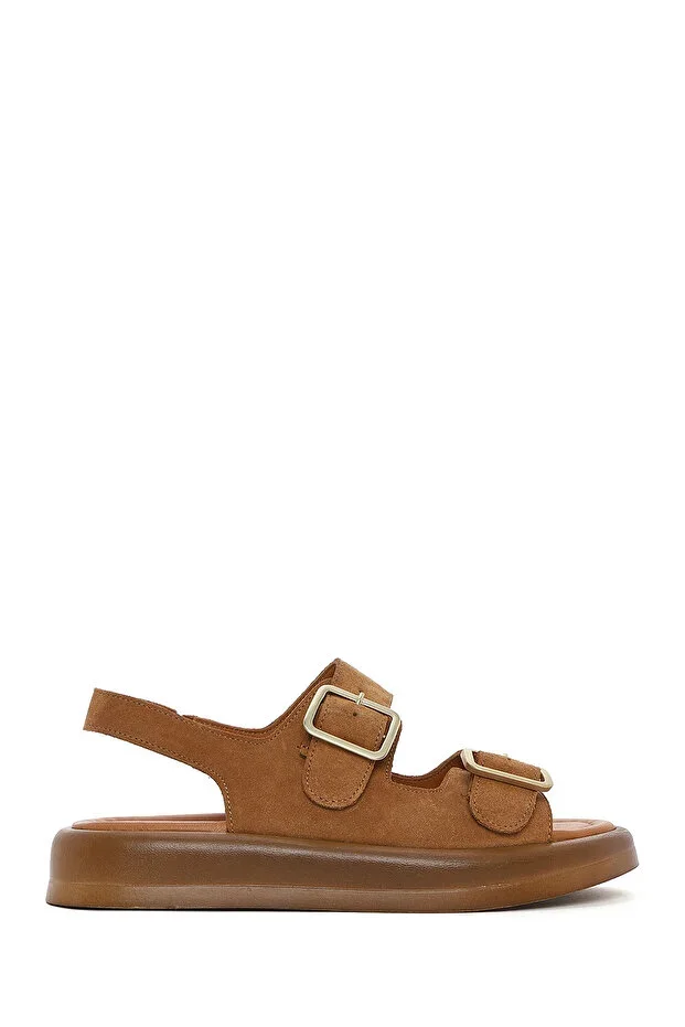 Women's Platform Back Buckle Thick Sole Suede Leather Sandal 26SFD360710