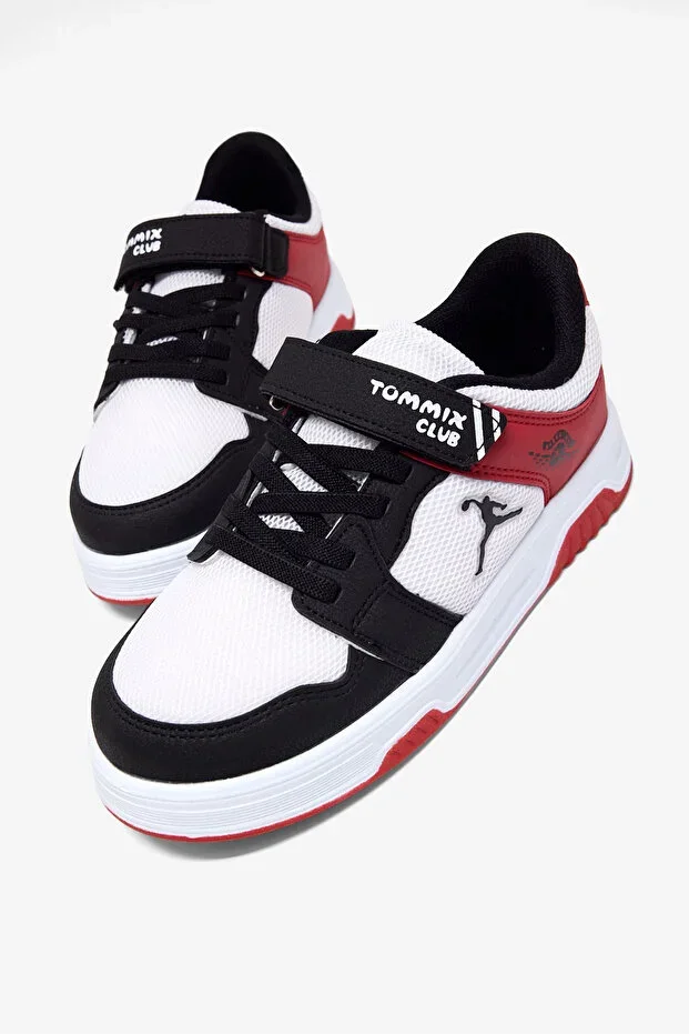 Children Unisex Black White Red Comfortable Fit Orthopedic Velcro Sneaker