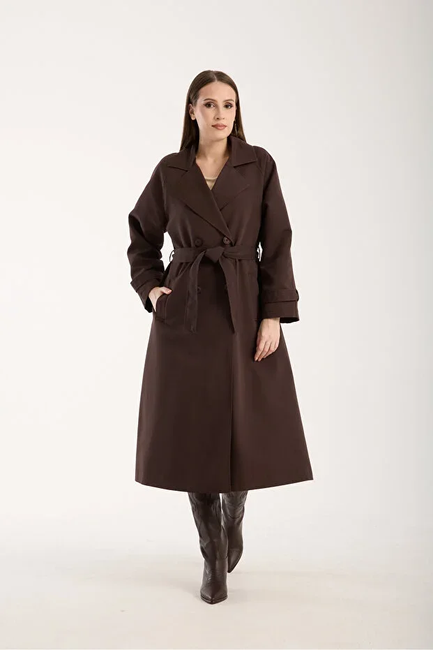 Spicy Coffee Oversize Lined Trench Coat