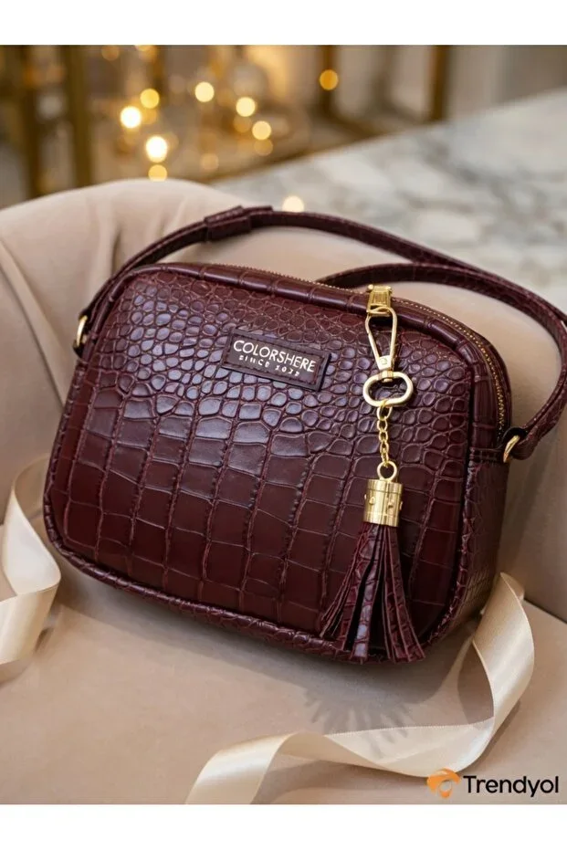 BORDO ASKILI GOLD AKSESUAR DETAYLI URBAN SHOULDER BAG